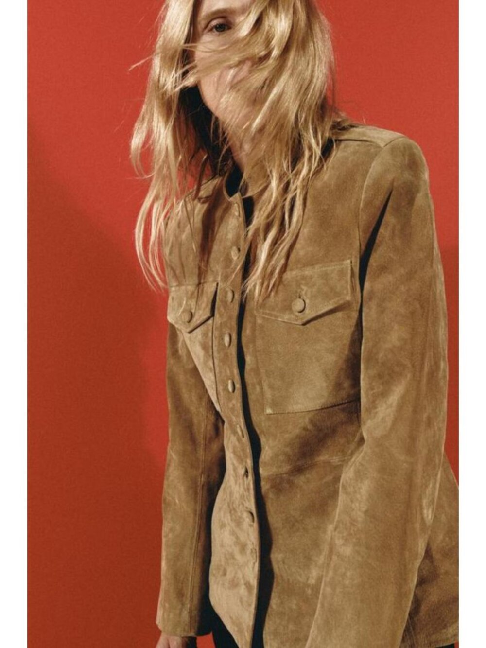 ZARA 100% LEATHER JACKET WITH COVERED BUTTONS 3046/261/704
